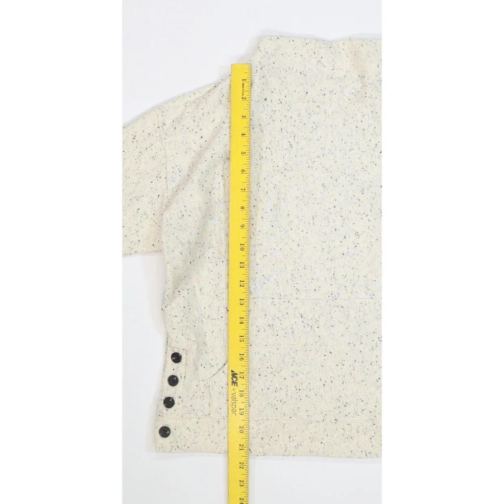 Madewell Sweatshirt Womens XS White Speckled Mock Neck Fleece Pullover Buttons - Picture 2 of 12